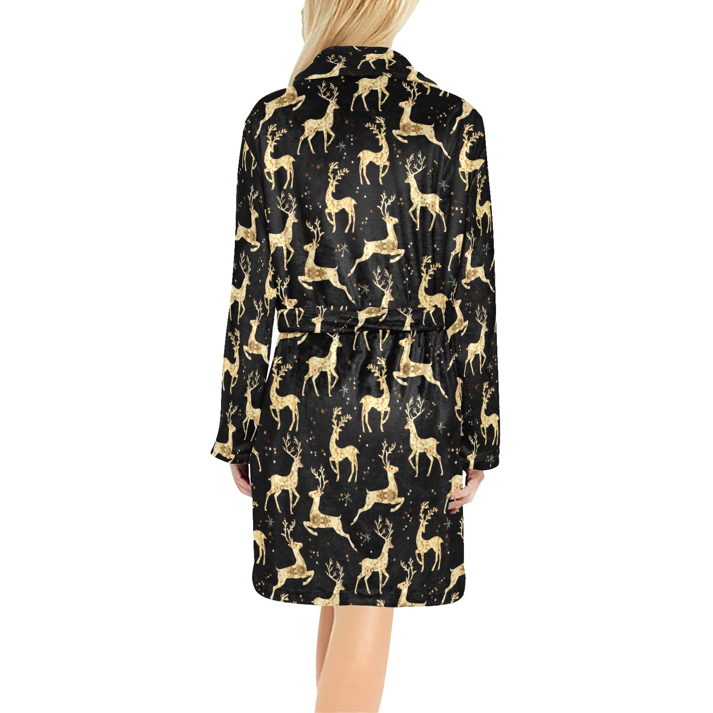 Deer Gold Pattern Women's Fleece Robe