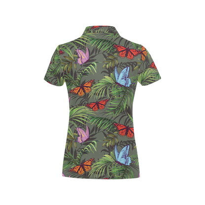 Monarch Butterfly Pattern Print Design 04 Women's Polo Shirt