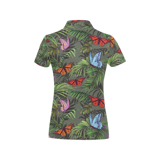 Monarch Butterfly Pattern Print Design 04 Women's Polo Shirt
