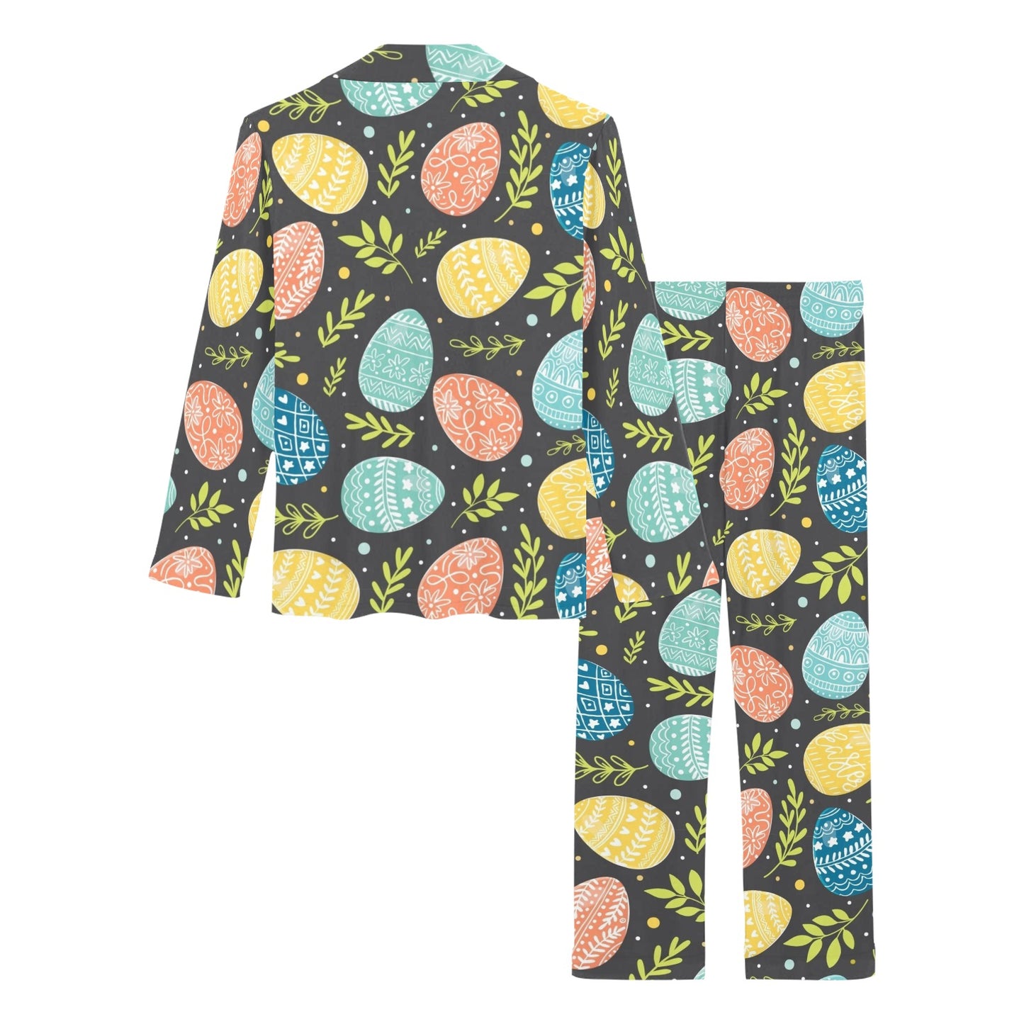 Easter Eggs Pattern Print Design RB01 Women's Long Pajama Set