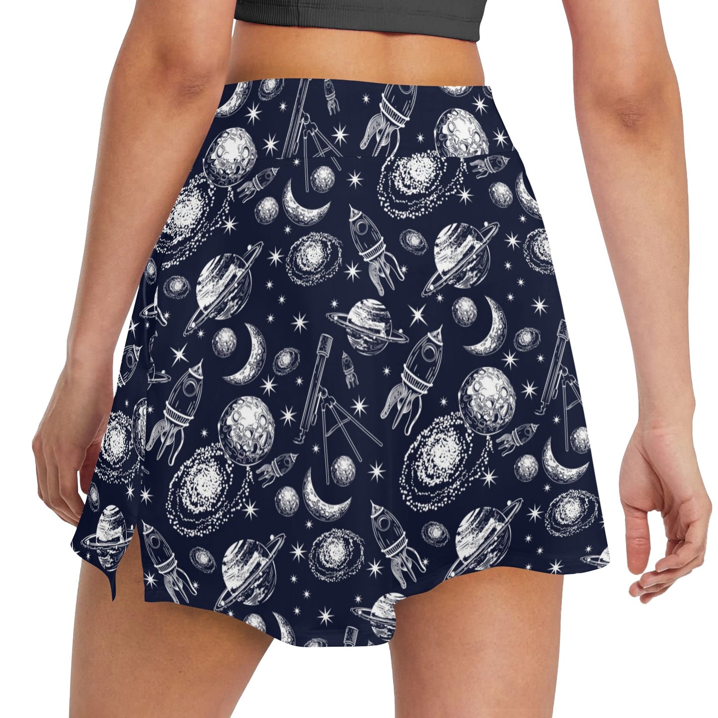 Space Rocket Print Design LKS301 17" Golf & Pickleball Skort with Pockets