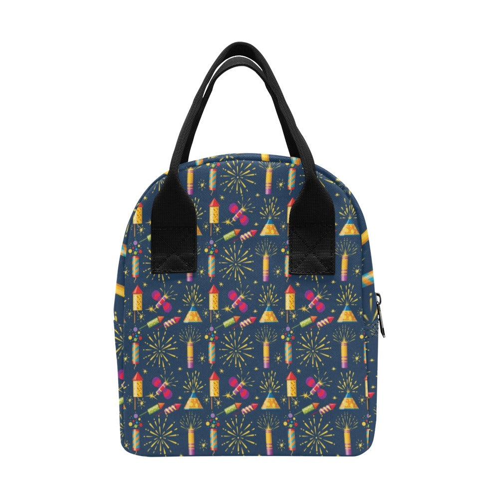 Firework Sparkling Rockets Print Design LKS306 Insulated Lunch Bag