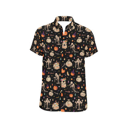 Mummy Halloween Print Design LKS303 Men Short Sleeve Button Up Shirt
