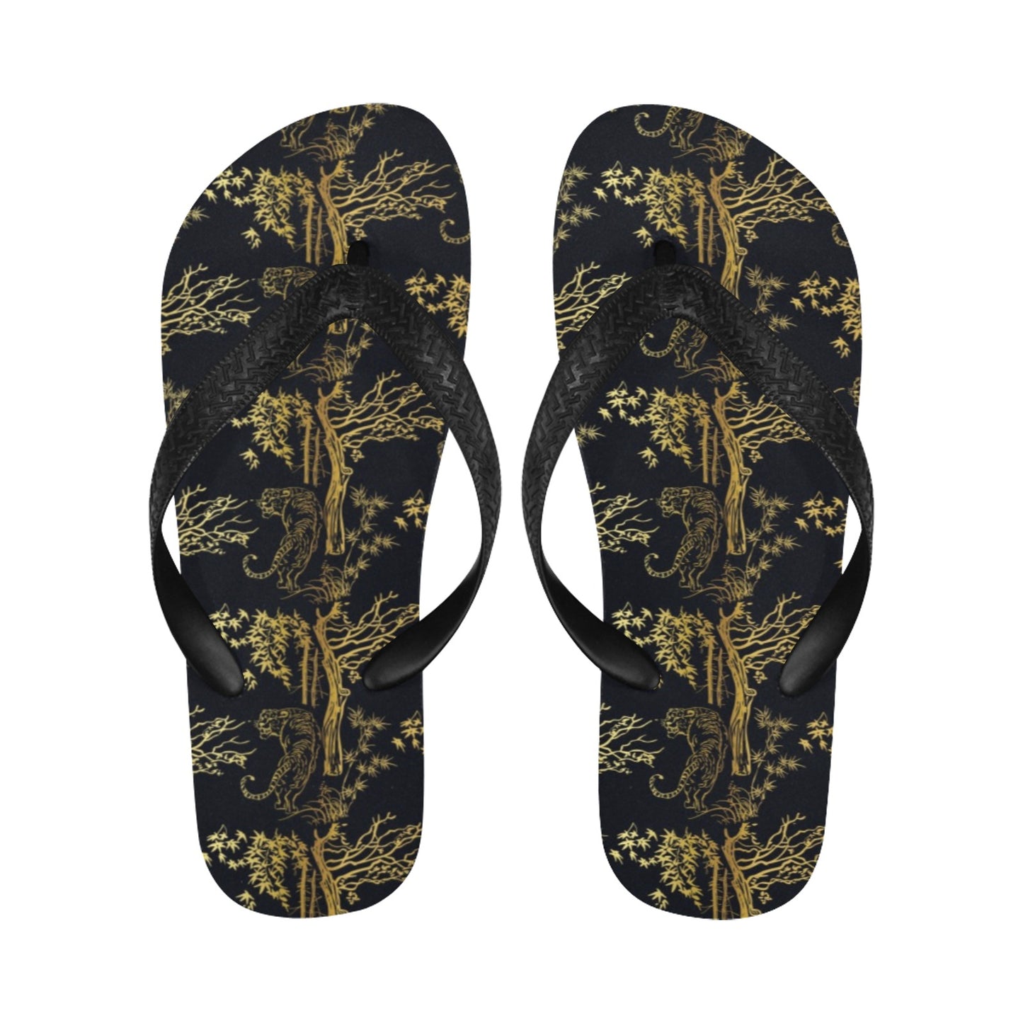 Tiger Gold Print Design LKS307 Flip Flops