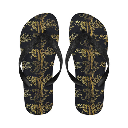 Tiger Gold Print Design LKS307 Flip Flops
