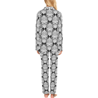 Lotus Mandala Print Pattern Women's Long Pajama Set