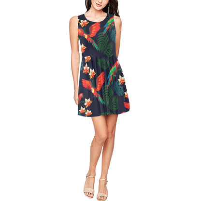 Macaw Pattern Print Design 02 Sleeveless Dress