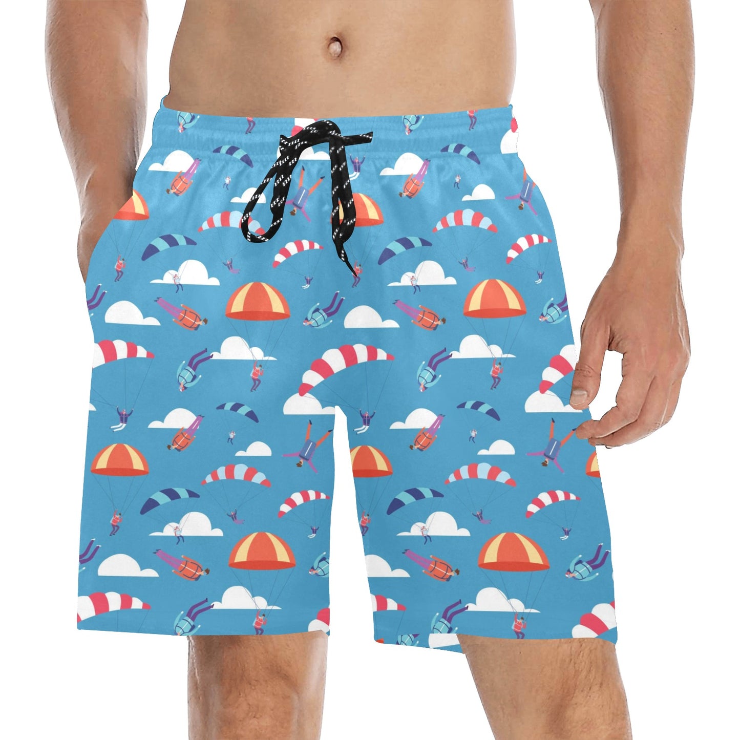 Skydiver Print Design LKS306 Men's Swim Trunks Beach Shorts
