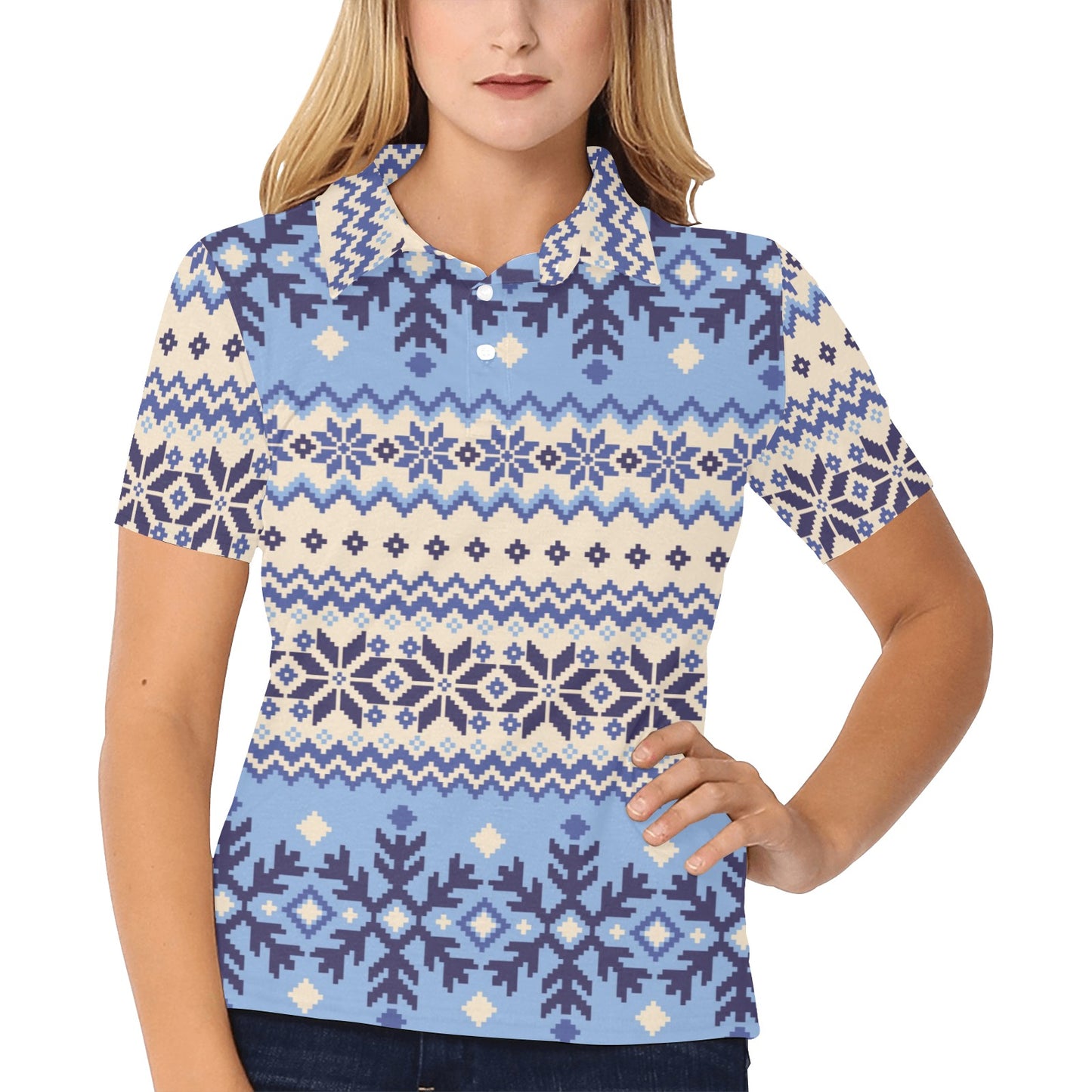 Nordic Pattern Print Design A03 Women's Polo Shirt