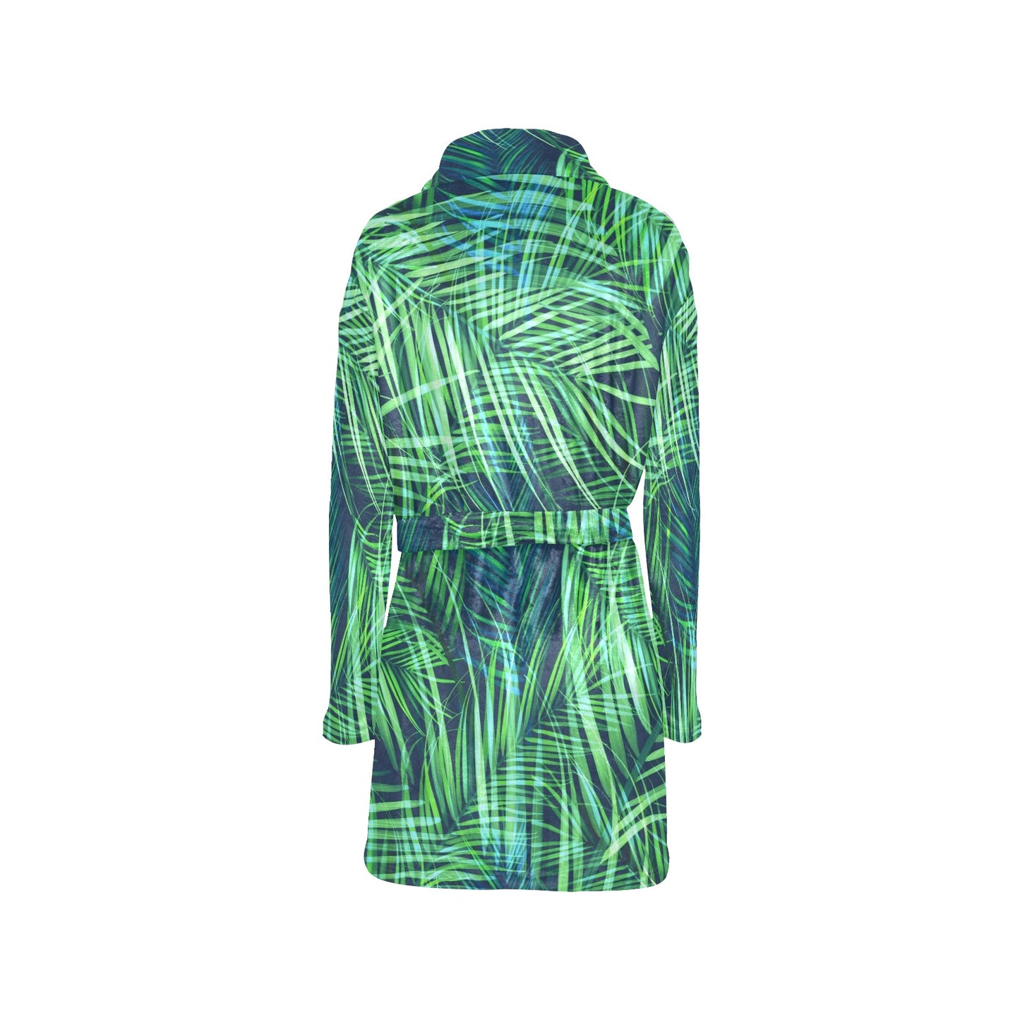 Palm Leaves Pattern Print Design PL02 Women's Fleece Robe