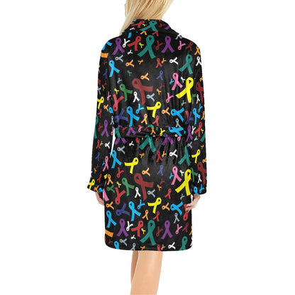 Cancer Awareness Pattern Print Design 03 Women's Fleece Robe
