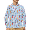 Sailboat Print Design LKS304 Long Sleeve Polo Shirt For Men's