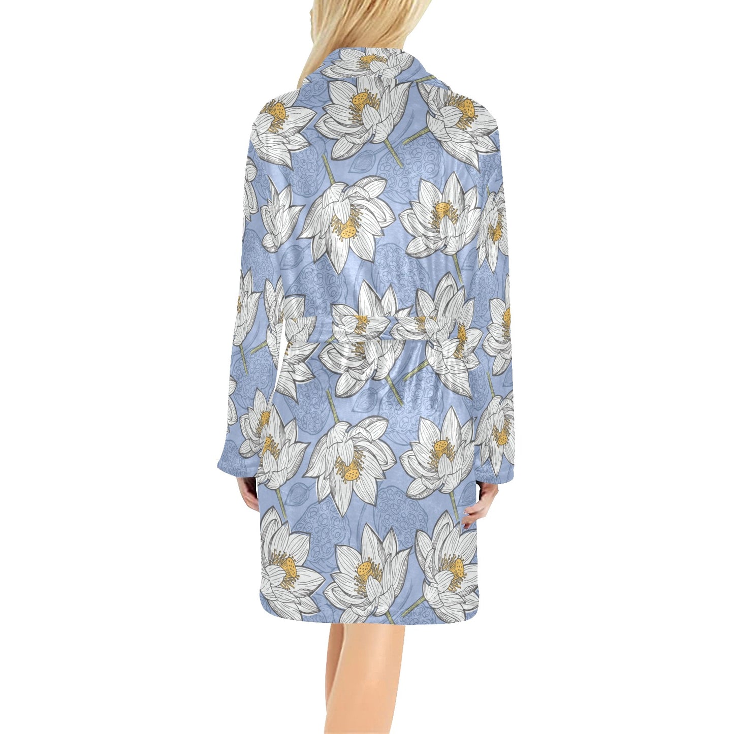 Lotus Pattern Print Design 04 Women's Fleece Robe
