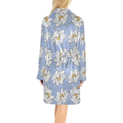 Lotus Pattern Print Design 04 Women's Fleece Robe