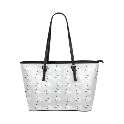 Bull Terrier hand draw Print Pattern Leather Tote Bag