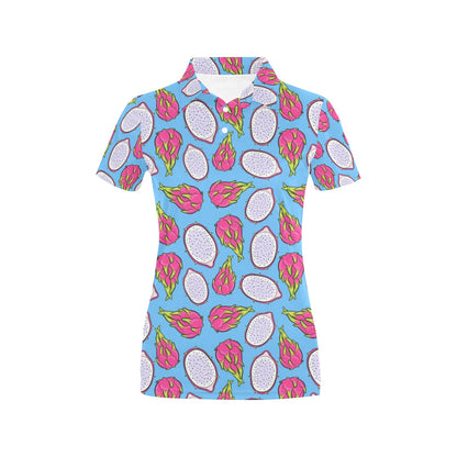 Dragonfruit Pattern Print Design DF04 Women's Polo Shirt