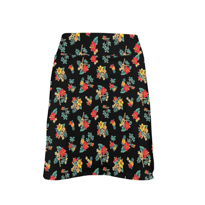 Hawaiian Flower Themed Print 17" Golf & Pickleball Skort with Pockets