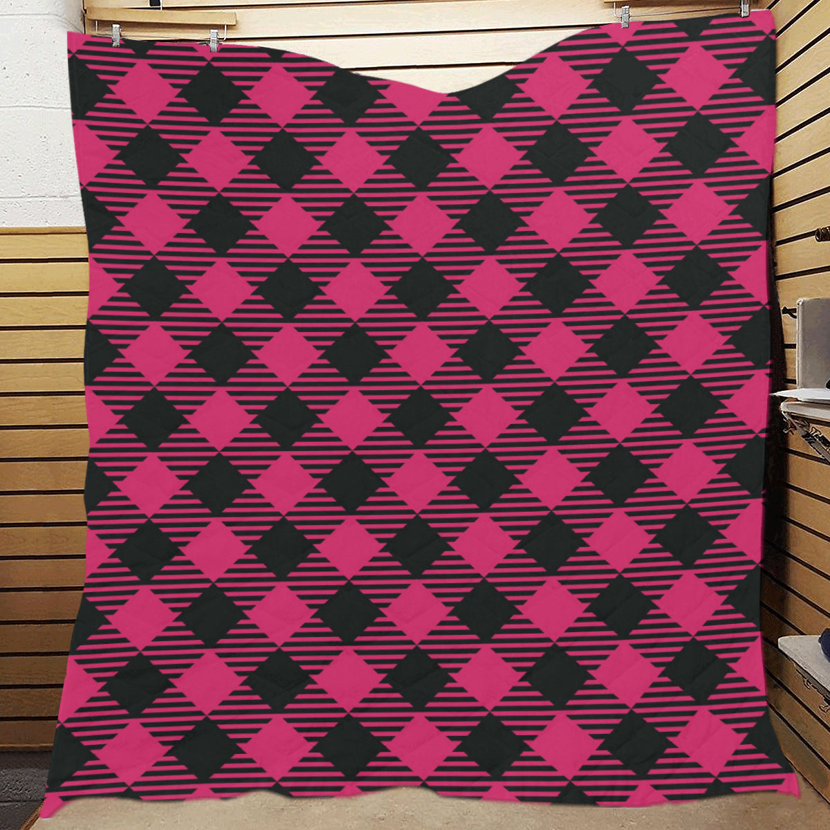 Buffalo check Pink Pattern Print Design 01 Premium Quilt