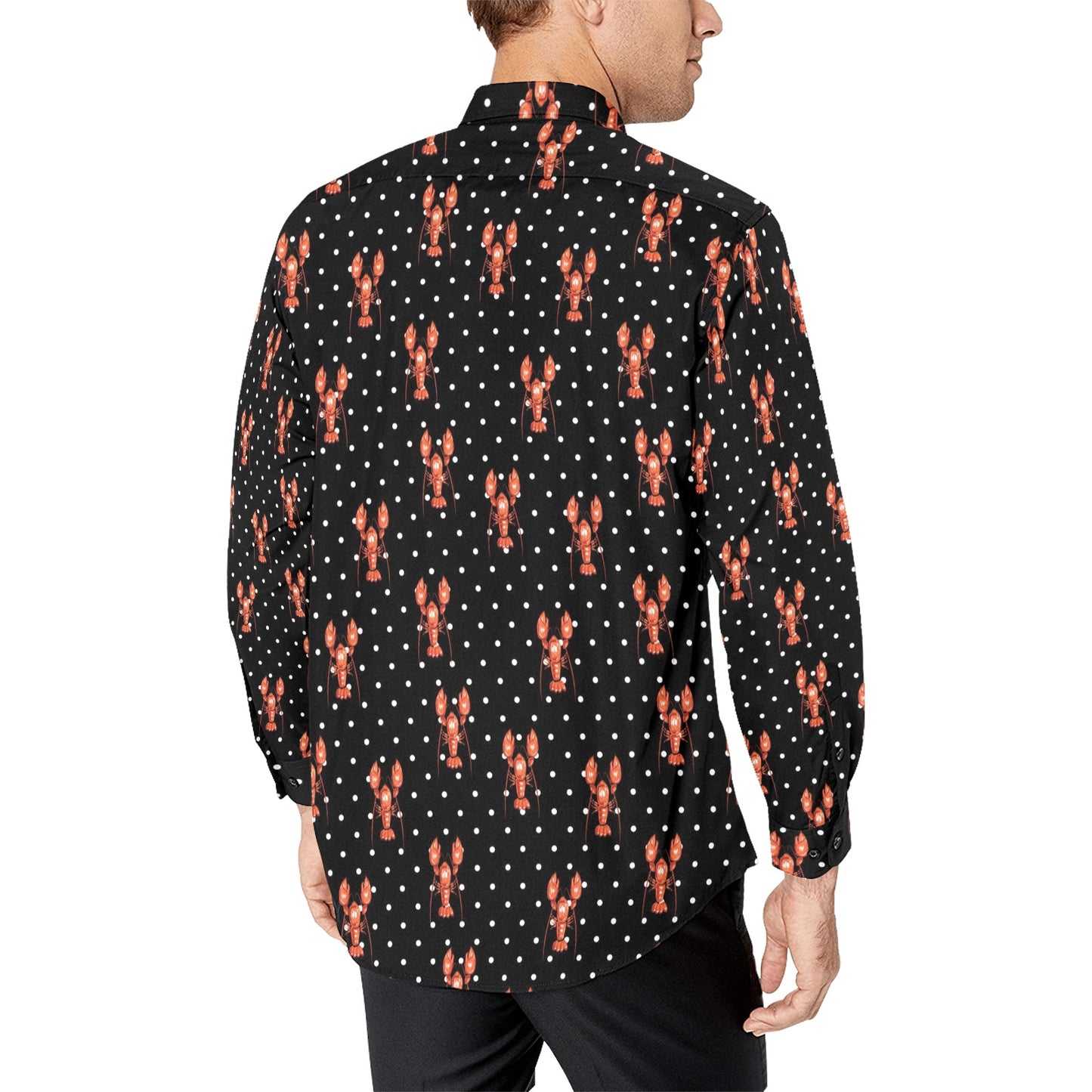Lobster Print Design LKS401 Men's Long Sleeve Dress Shirt
