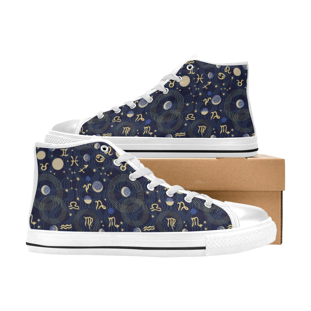 Zodiac Print Design LKS302 Men's High Top Canvas Shoes
