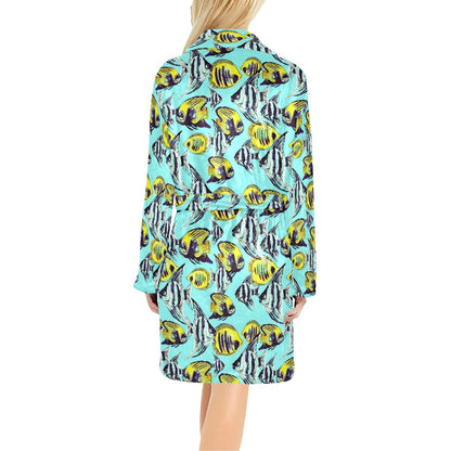 Angelfish Pattern Print Design 02 Women's Fleece Robe