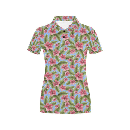 Tropical Flower Print Design LKS301 Women's Polo Shirt