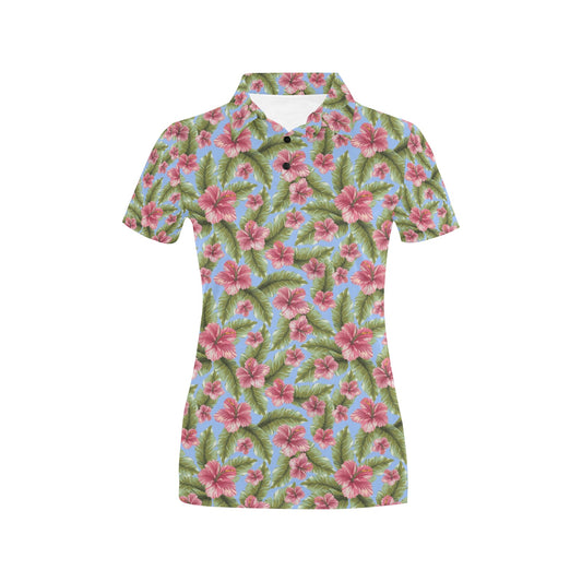 Tropical Flower Print Design LKS301 Women's Polo Shirt