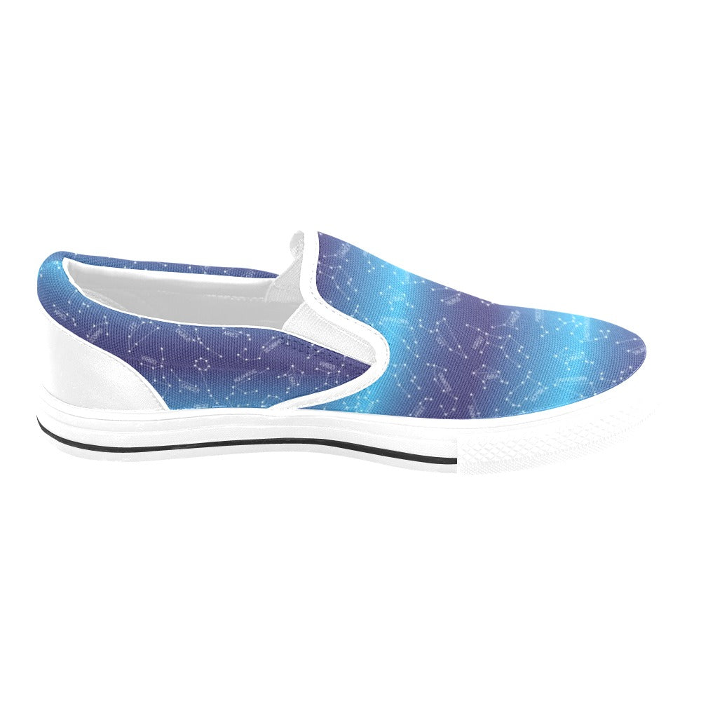 Virgo Print Design LKS302 White Slip Ons Canvas Women's Shoes