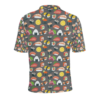 Sushi Pattern Print Men Polo Shirt