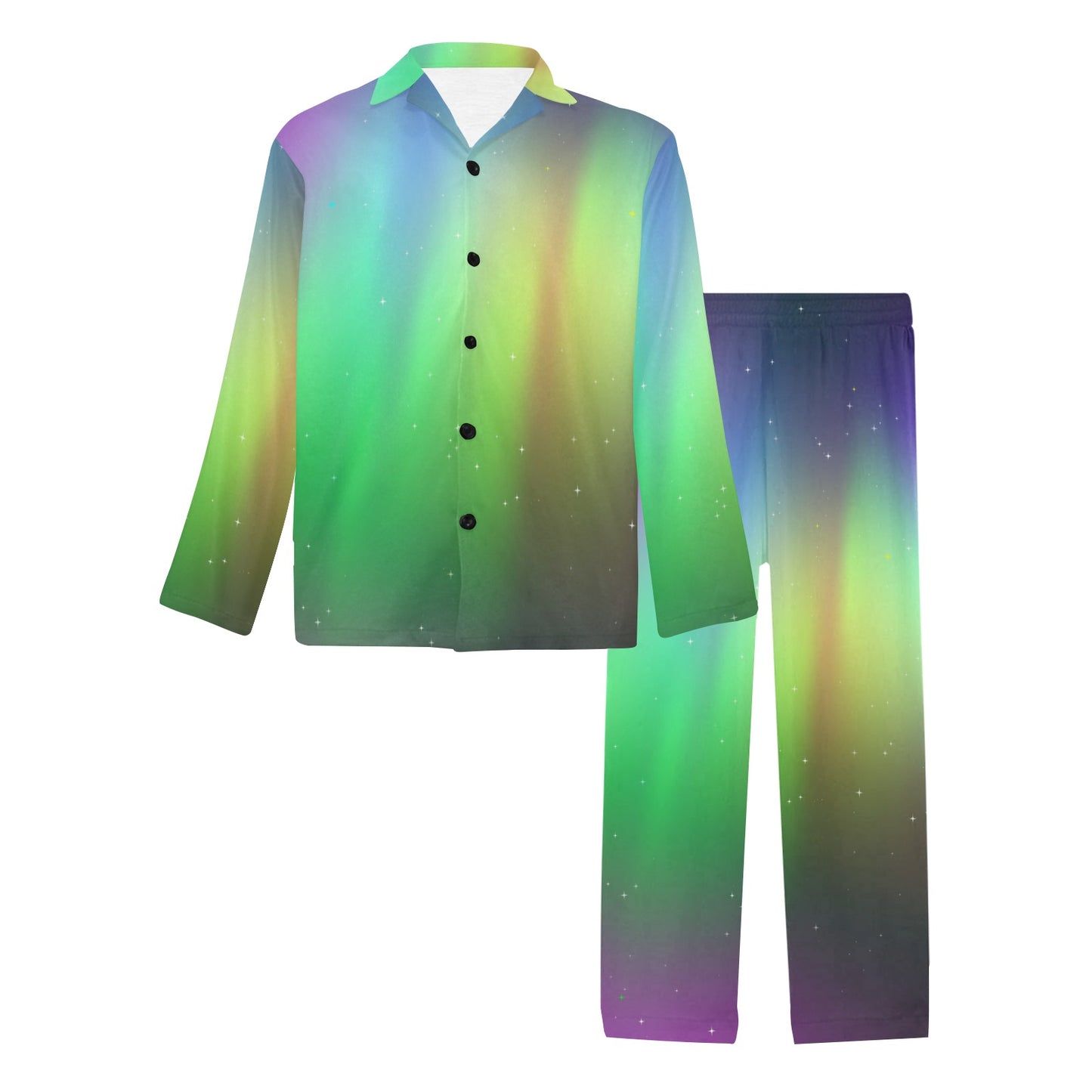 Aurora Borealis Pattern Print Design 03 Men's Long Pajama Set