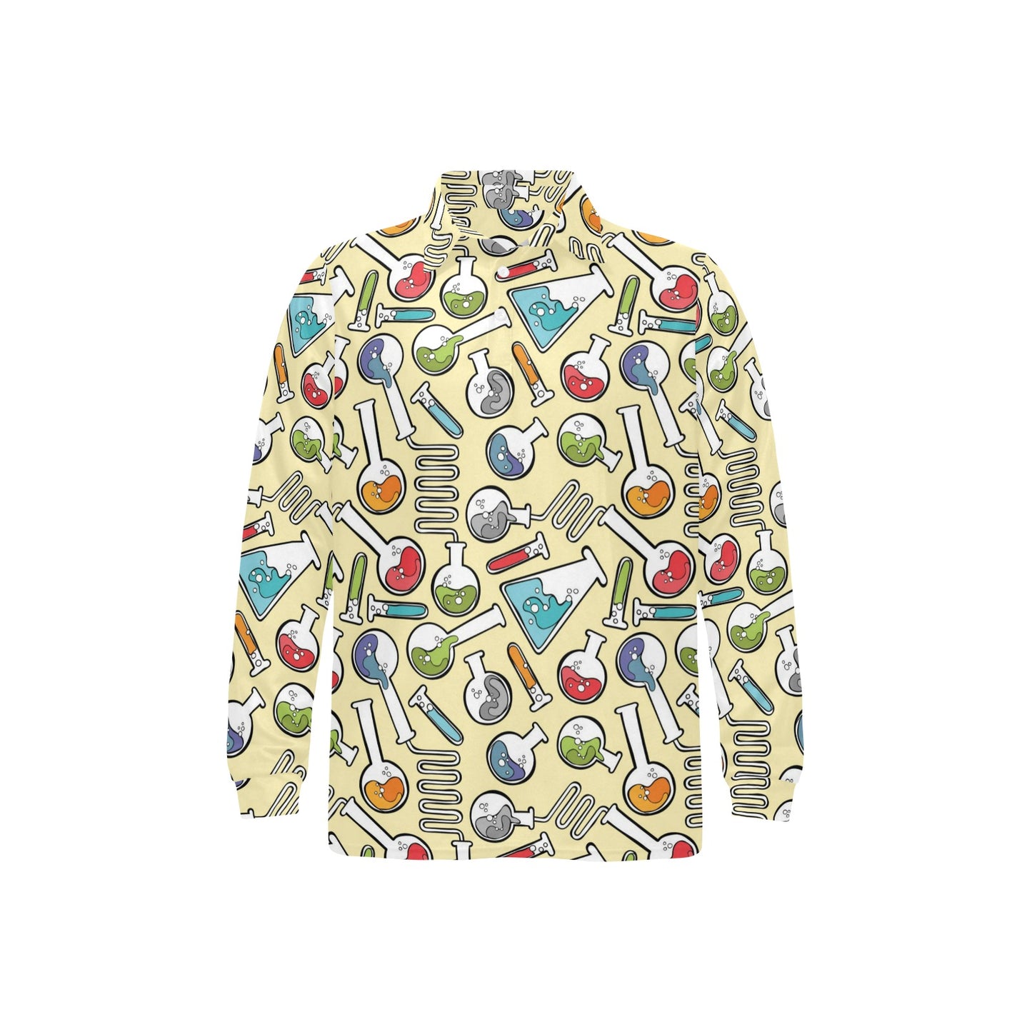 Chemical Pattern Print Design 04 Long Sleeve Polo Shirt For Men's