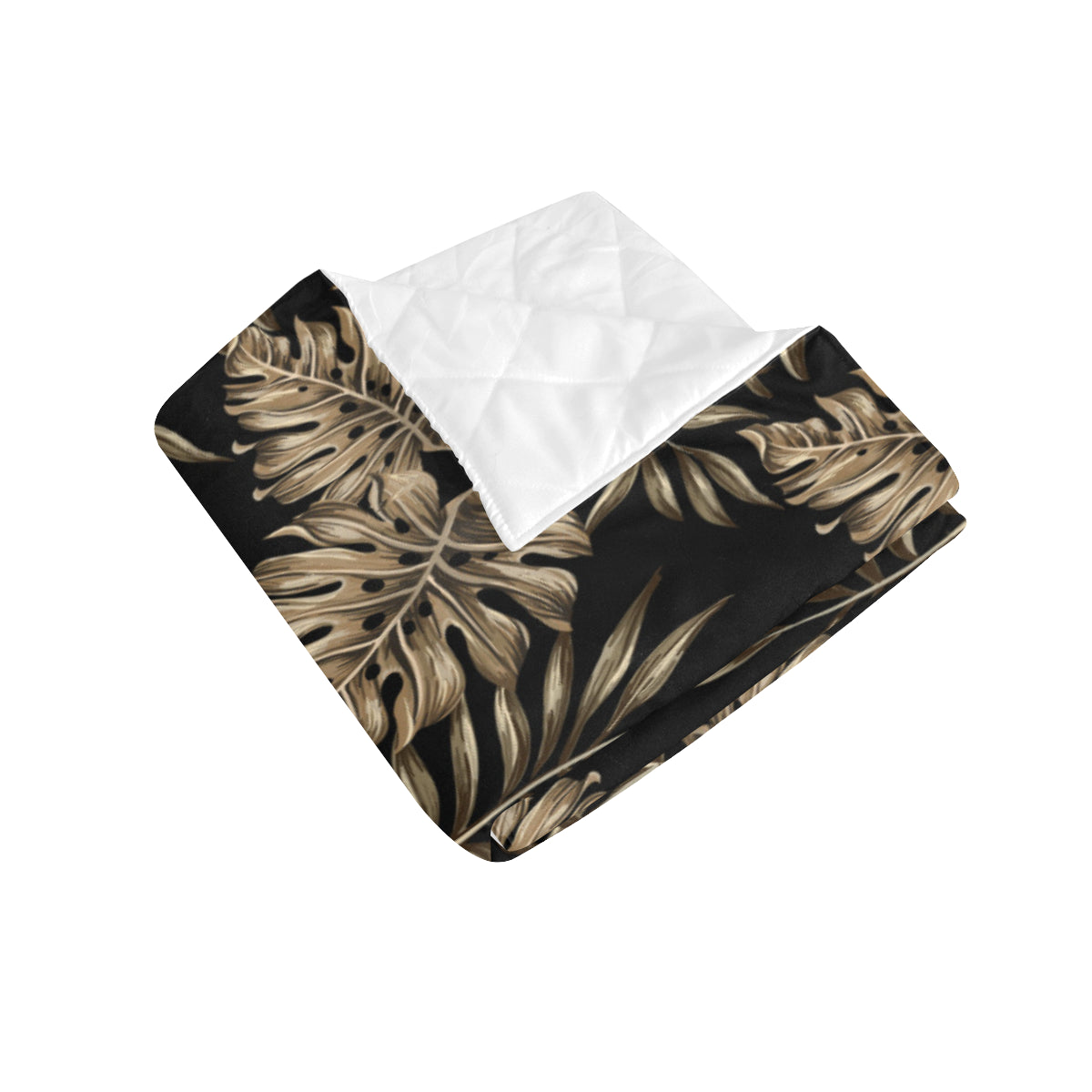 Brown Tropical Palm Leaves Premium Quilt