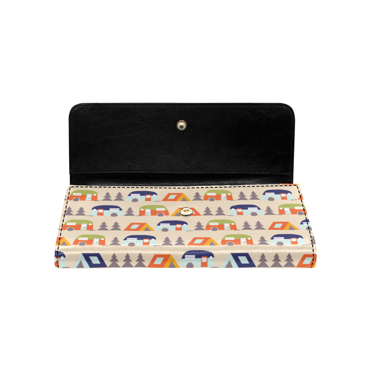 Camper Tent Pattern Print Design 03 Women's Trifold Wallet