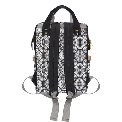 Tie Dye Black White Design Print Diaper Bag Backpack