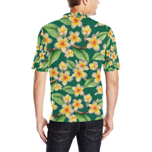 Plumeria Pattern Print Design PM07 Men Polo Shirt