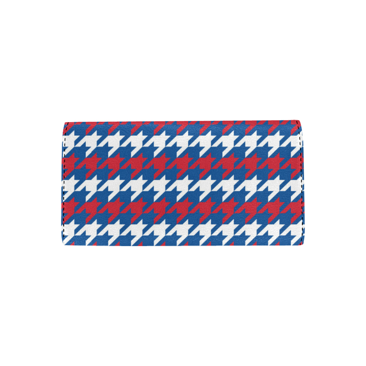 Patriotic Houndstooth Pattern Print Design A02 Women's Trifold Wallet