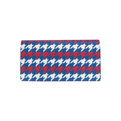 Patriotic Houndstooth Pattern Print Design A02 Women's Trifold Wallet