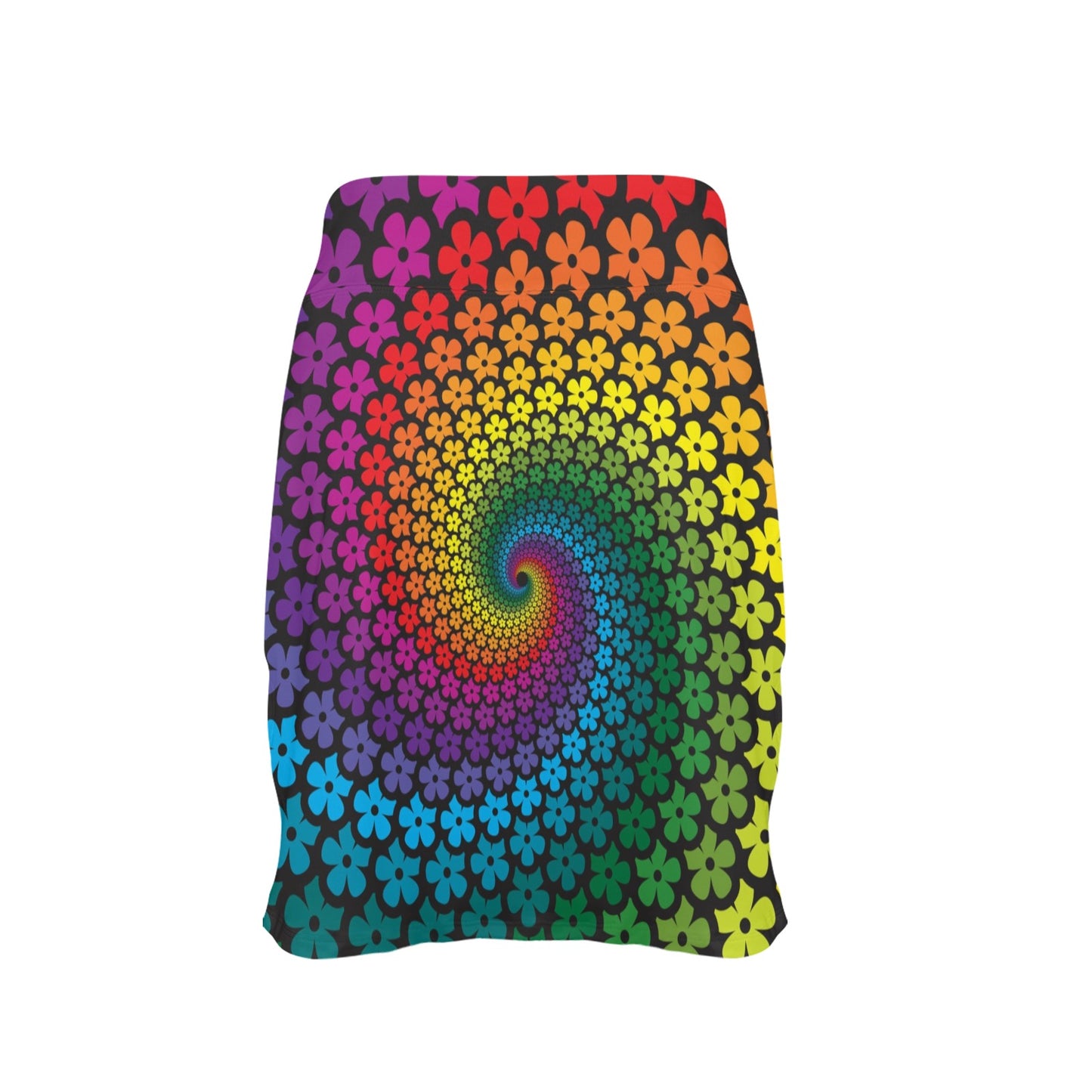 Flower Power Rainbow Spiral Print 17" Golf & Pickleball Skort with Pockets
