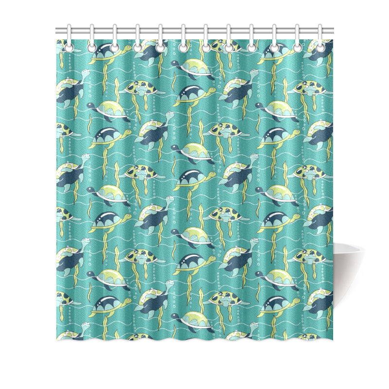 Sea Turtle Pattern Print Design T08 Shower Curtain