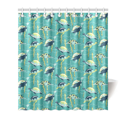 Sea Turtle Pattern Print Design T08 Shower Curtain