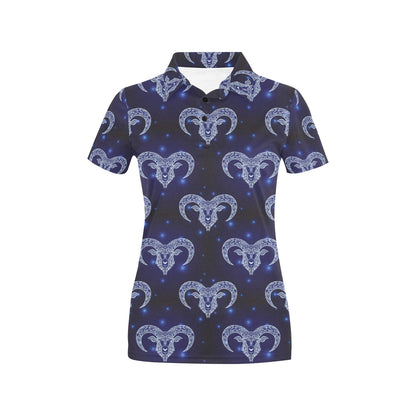 Aries Zodiac Pattern Print Design 01 Women's Polo Shirt