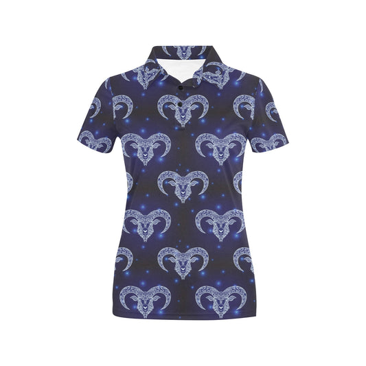 Aries Zodiac Pattern Print Design 01 Women's Polo Shirt