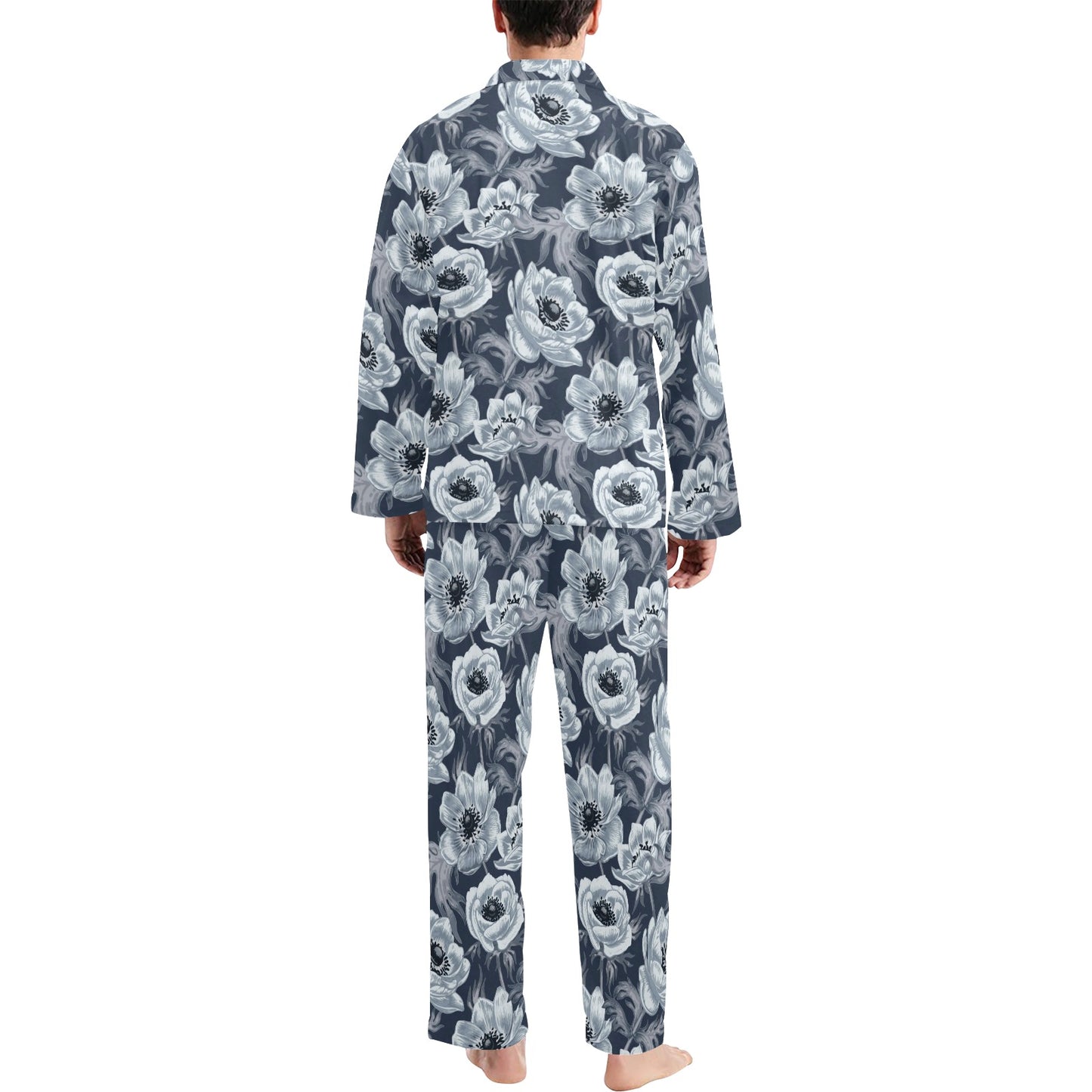 Anemone Pattern Print Design AM09 Men's Long Pajama Set