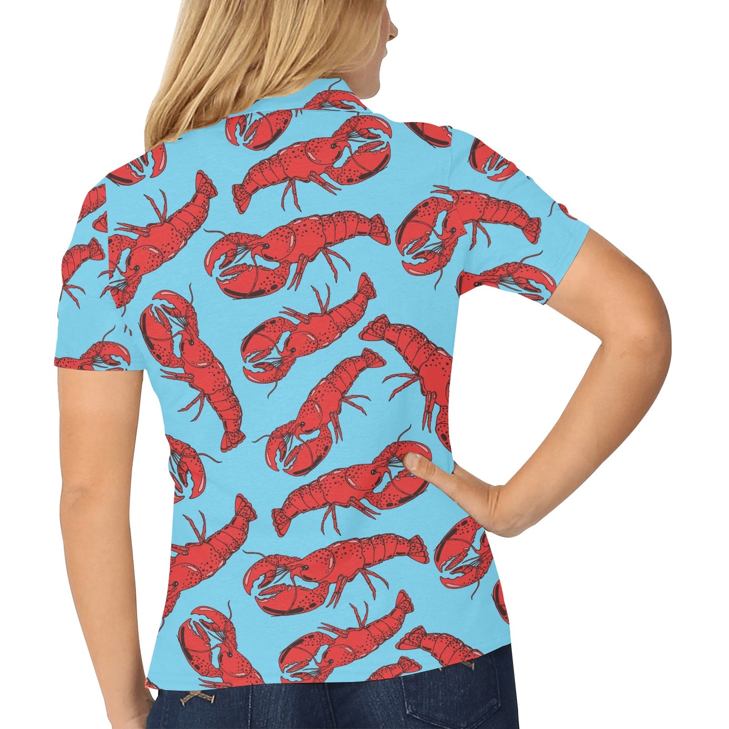 Lobster Pattern Print Design 03 Women's Polo Shirt