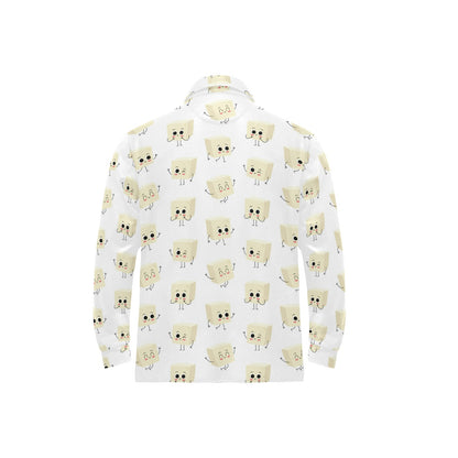 Tofu Print Design LKS301 Long Sleeve Polo Shirt For Men's