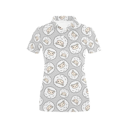 Sheep Print Design LKS401 Women's Polo Shirt