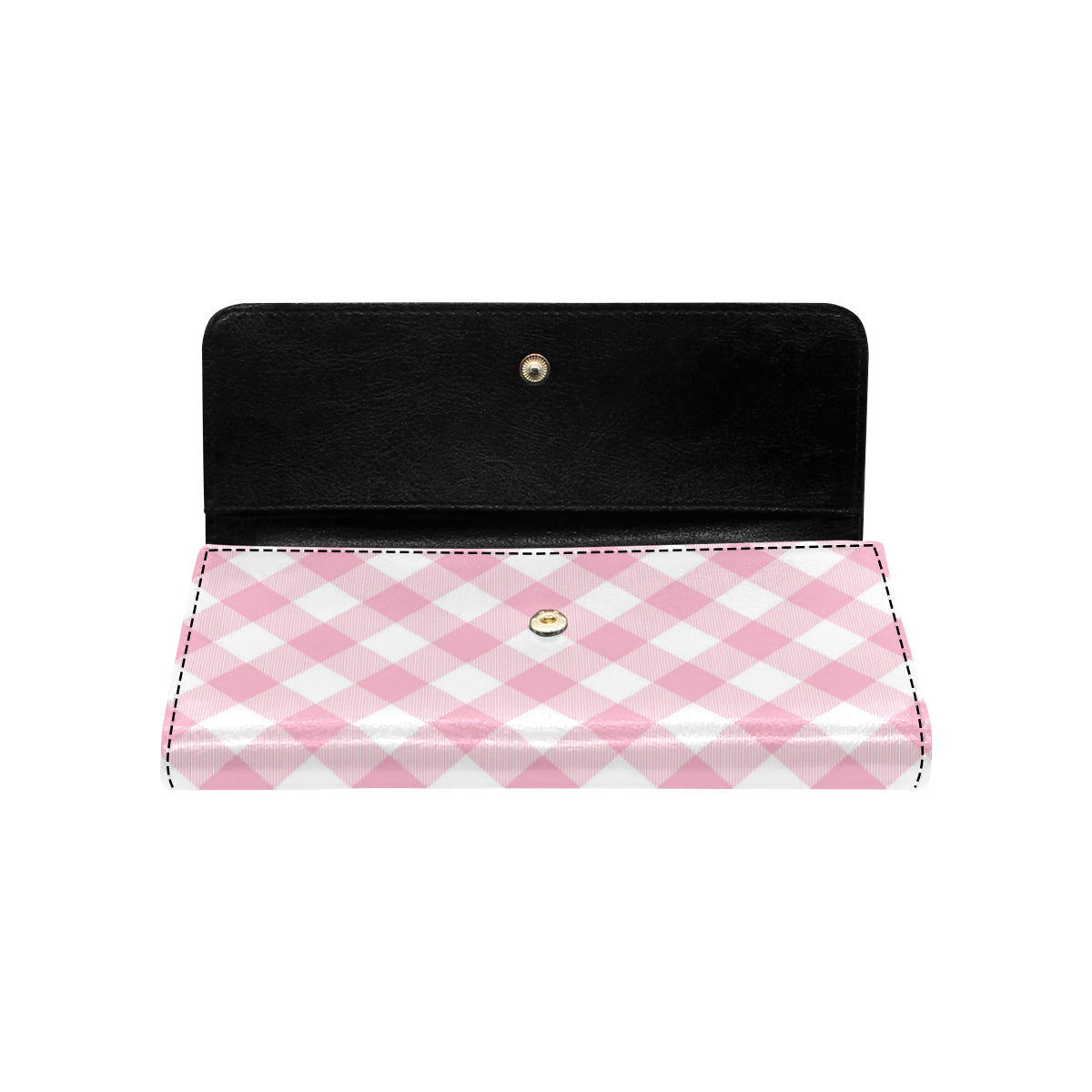 Gingham Pink Pattern Print Design 02 Women's Trifold Wallet