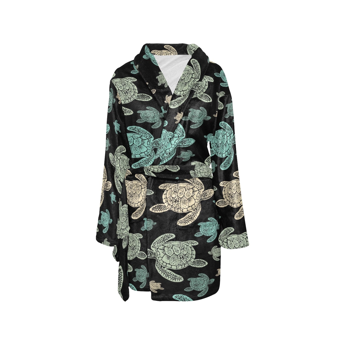 Sea Turtle Stamp Pattern Women's Fleece Robe