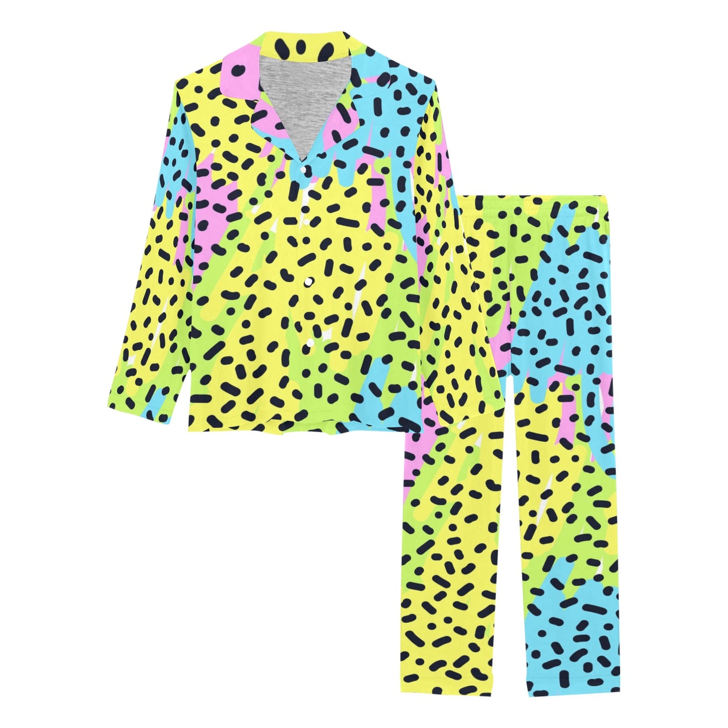90s Pattern Print Design 2 Women's Long Pajama Set