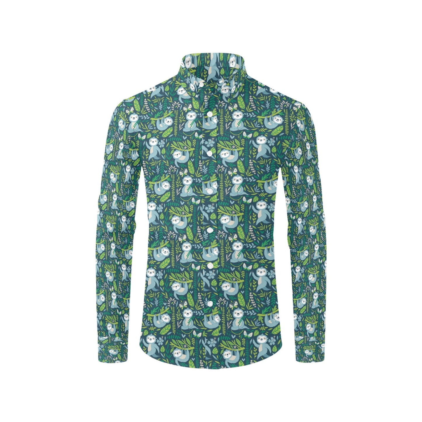 Sloth Print Design LKS304 Men's Long Sleeve Dress Shirt